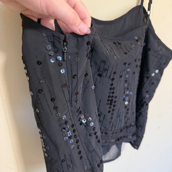 Vintage Y2K Cropped Sequin Cami Top Large Whimsigoth Fairy Glam Grunge Coquette - Picture 4 of 12